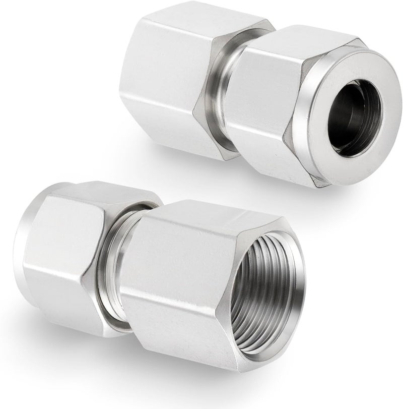 Yoebor Stainless Steel 304 Compression Tube Fitting Coupler with Double Ferrules 1/4" Tube OD x 3/8" NPT Female Adapter,Pack of 2 - Image 2